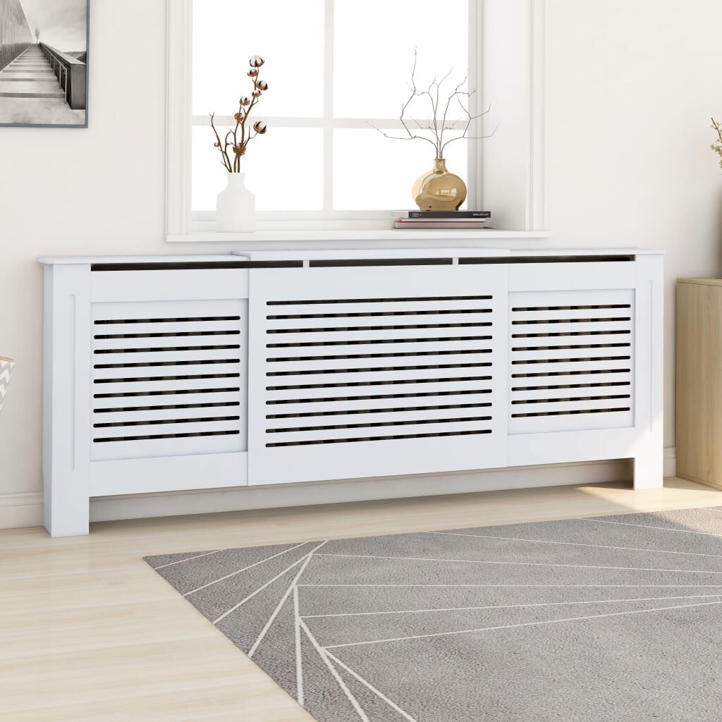 Hvid radiatorskjuler med vandrette åbninger