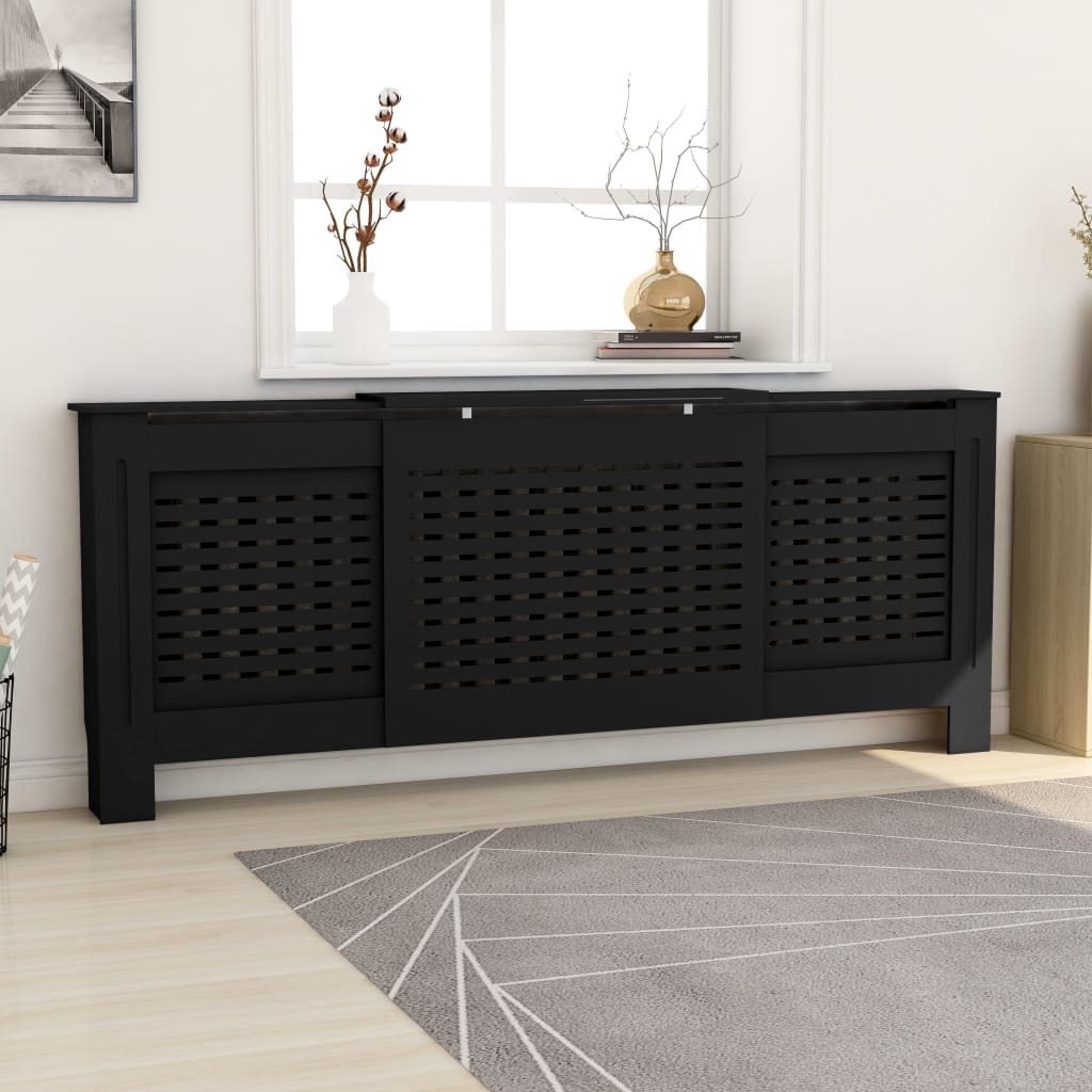 Sort radiatorskjuler med vandrette åbninger